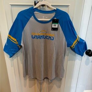 Women’s new w/ tags XL Chargers 3/4 length t shirt. Smoke free home, great cond